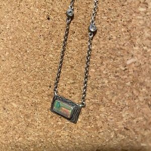 Sterling silver, opal & crystal necklace